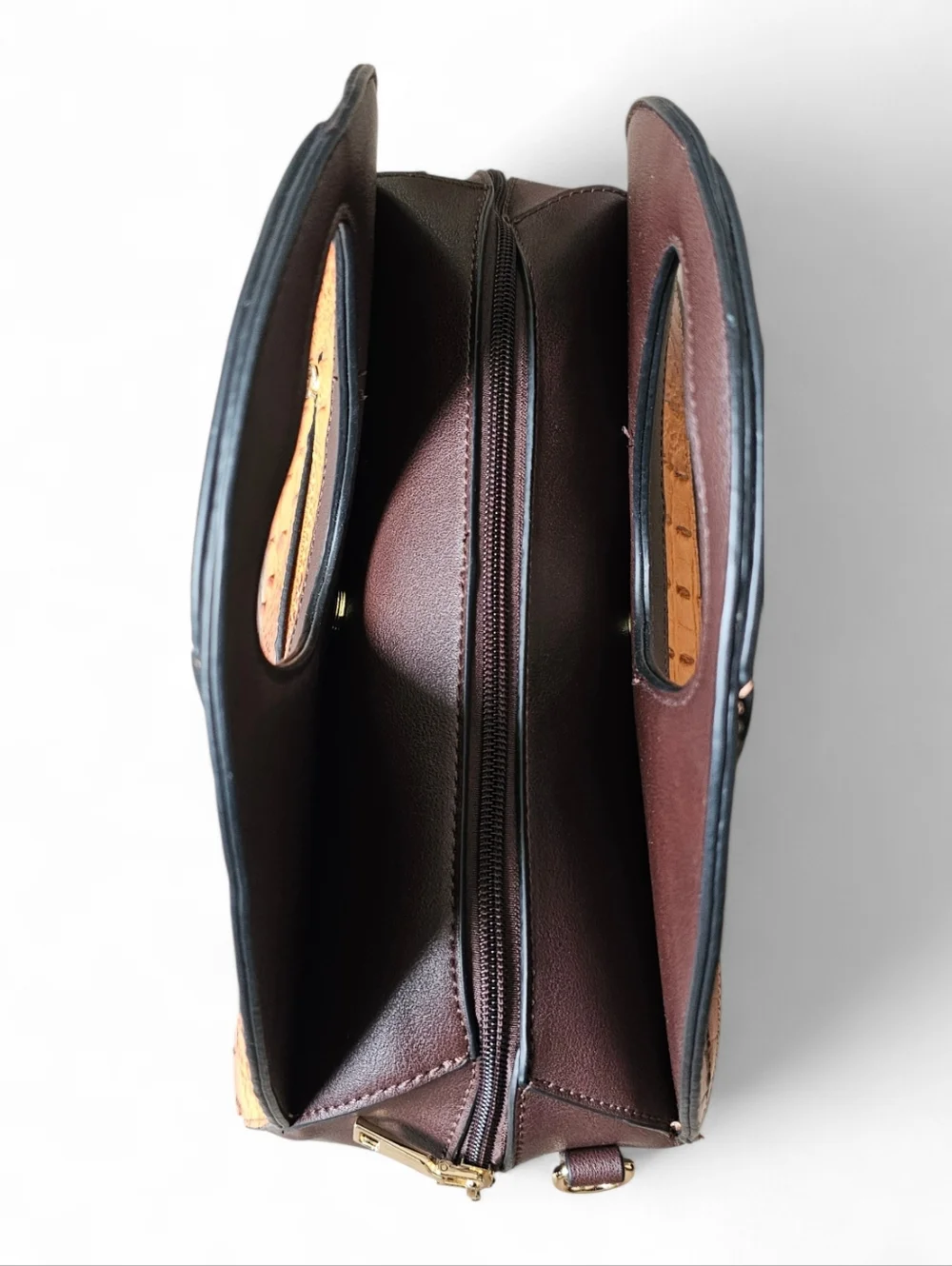 Brahmin Two-Tone Brown & Tan Croc-Embossed Top-Handle Bag - Picture 7 of 12